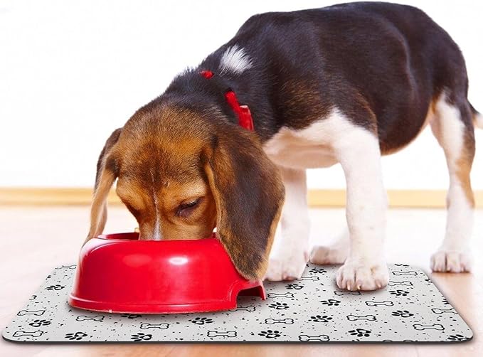 Dog Food Mats,Cat Absorbent Water Bowl Feeding Mats Pet Placemats for Food and Water Spot 12 * 20 inch