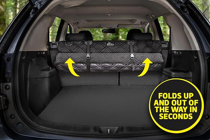 Meadowlark SUV Cargo Liner Dog Seat Covers + Seat Belt, Double Stitched & Extra Padded, Water Repellant, Anti Shock, Non-Slip, Cover Trunk Mat, Dog Accessories, Pet Car Seat Protector for Fur & Mud