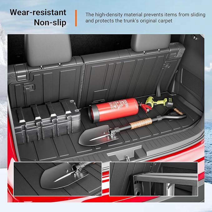 powoq Cargo Mat Compatible with 2014-2019 Toyota Highlander Trunk Mat Cargo Liner Back Seat Protector TPE Replacement for 2014-2019 Toyota Highlander Accessories (Trunk Mat with Backrest Mats)