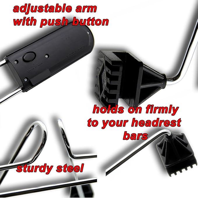 Zento Deals Chrome Car Seat Coat Rack Hanger - 11in to fit onto Most headrests (Silver 1)