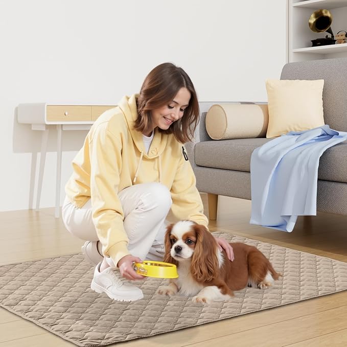 Smiry Waterproof Dog Bed Cover Blanket, Soft Reversible Pet Blanket, Washable Leakproof Cats Dogs Couch Cover for Sofa, Couch, Furniture, Plaid (30x70 Inch, Taupe/Beige)