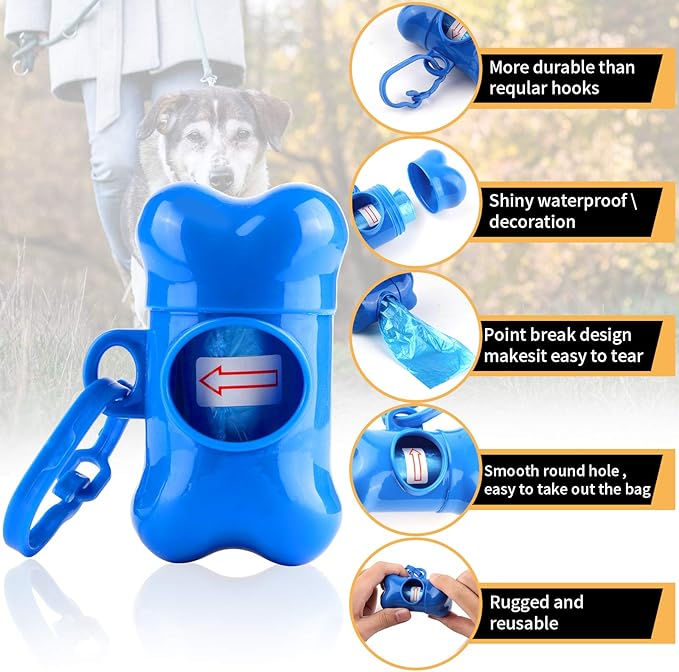 Arroyner 10 Pack Bone Shaped Poop Bag Dispenser Pet Waste Disposal Bag Dispenser (Random Color)