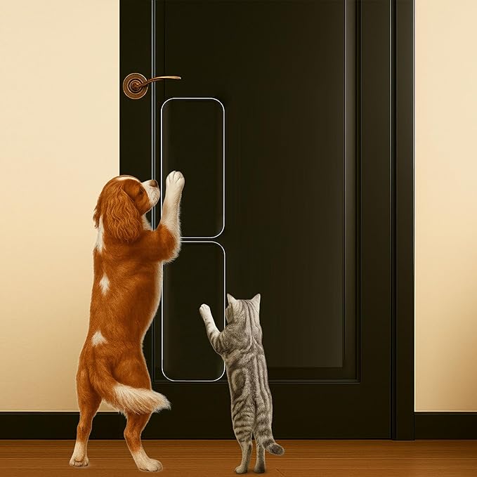 Dog Door Scratch Protector 2-Pack 6 x 17'' Transparent Pet Door Kick Plate Protection, Anti-Scratch Guard for Interior/Exterior Doors, Heavy Duty Cat Damage Prevention