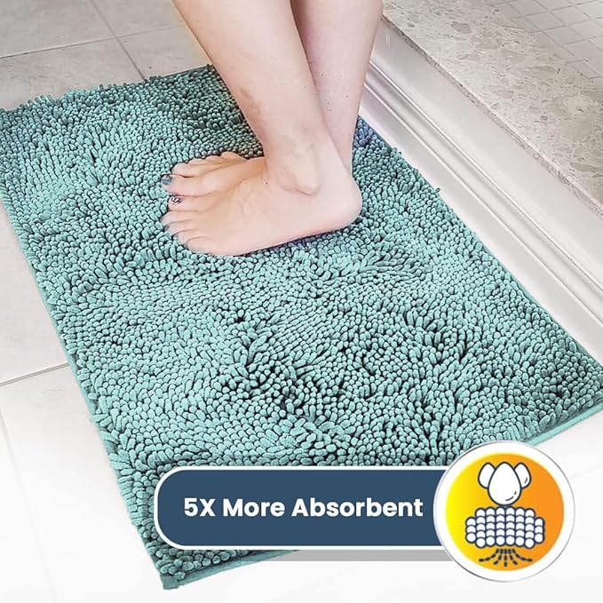Muddy Mat® Shown on TV–Super Absorbent Microfiber Dog Door Mat for Muddy Paws, Non-Slip Washable Pet Rug, Quick Dry Chenille Entryway Carpet, Machine Washable Indoor Outdoor mat–Seafoam Green 59"x35"