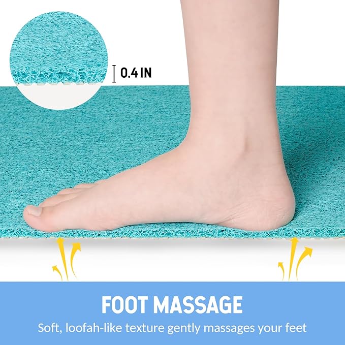 Non-Slip Bathtub Mat, Anti Slip Shower Mat, Fast Drying Bathtub Mats, Foot Scrubber Mat, Anti Slip Mat for Tub, Floor, Bathroom, Kitchen, Home, Hotel (Turquoise Blue 40"×28")