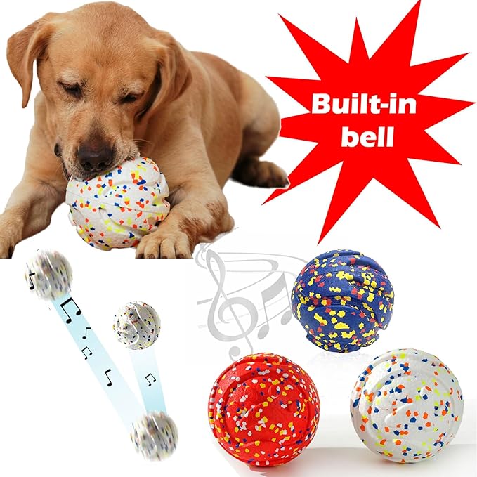 CAISHOW Dog Ball Squeak Toys (Bell Ball 5.12in Red)
