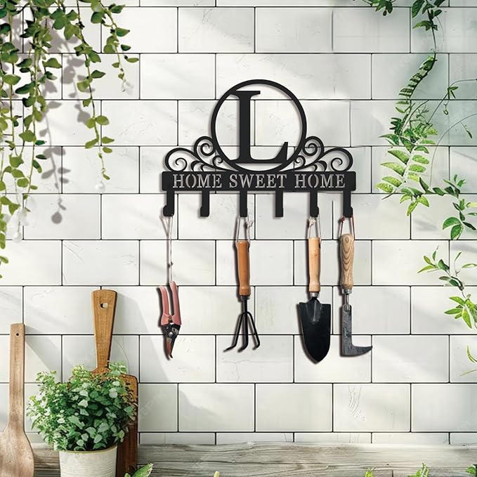 Metal Letter L Key Holder for Wall, Monogram Coat Rack Wall Mount, Key Hooks Perfect for Bathroom, Living Room, Kitchen, Office Ideal Wedding, Anniversary, Housewarming Gift (L)