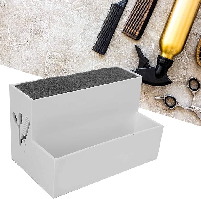 Professional Salon Shear Holder Rack, Salon Hairdressing Combs Clips Box Scissors Storage Box Organizer Case Barber Accessories, for Hair Stylist Office Home(White)
