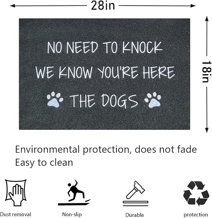 Large Welcome Mats Funny Text Dog Door Mat Do Not Knock We Know You're Here Doormat with Non Slip Rubber Welcome Mat for Front Door Doormat