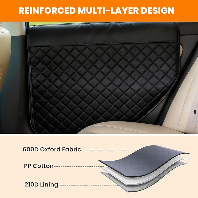 WODHMIEY Dog Car Door Protector, 20% Larger Coverage Vehicle Door Cover,Car Door Guard Mat, Pet Door Panel Protector for SUVs Pickup Trucks, Protects Doors from Dog Scratching (Black)