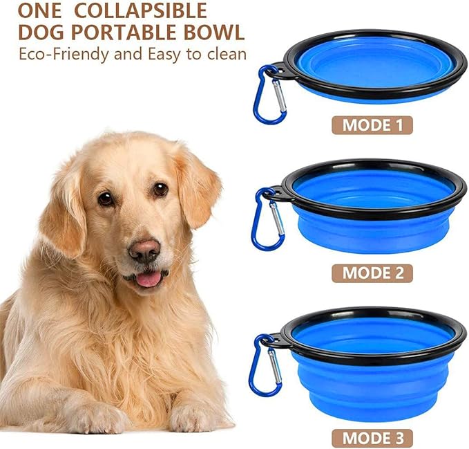 TIOVERY Dog Food Storage Container, 5-7 Lbs Airtight Pet Food Container, Cat food Container Dispenser with Portable Handle, Pouring Spout and a Collapsible bowl for Dogs Cats Navy Blue/6Qt