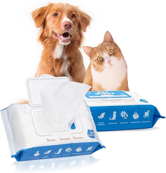 Tetesol Dog Wipes for Dogs Cats, 200 Count All Purpose Cleaning Pet Wipes, Dog Ear Wipes, Quick Easy Grooming for Bums, Body, Paws, Eyes, for A Easy & Speedy Freshen-Up, 2 Travel Pack of 200 Wipes