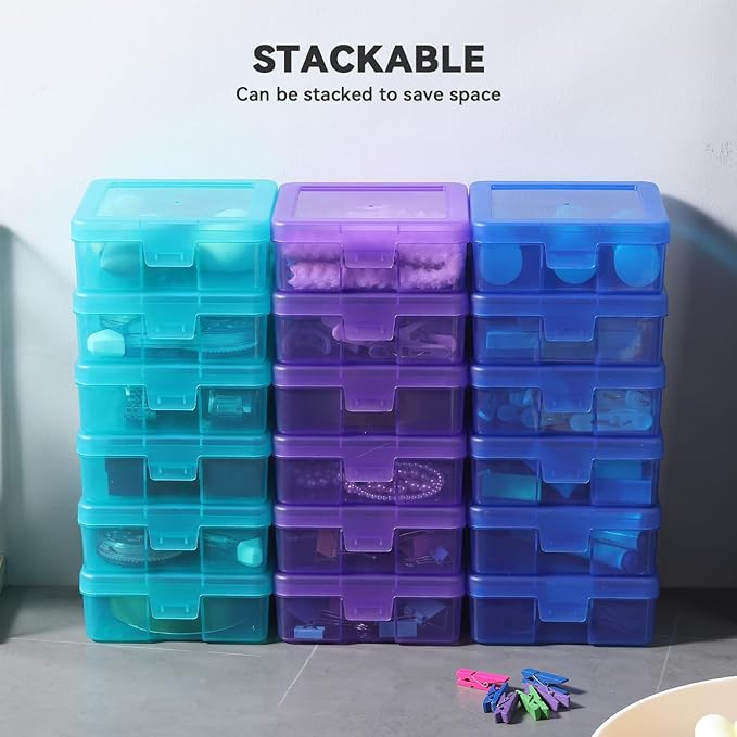 novelinks 18 Pack Small Plastic Storage Containers Clear Arts & Crafts Storage Boxes & Organizers Stackable Small Containers With Lids For Organizin (Set 4)
