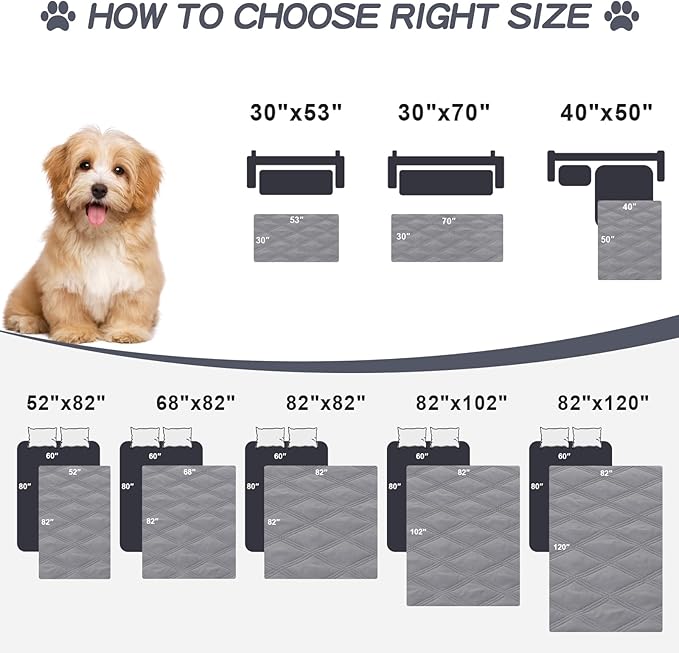 Smiry Waterproof Dog Bed Cover Blanket 40x50, Soft Reversible Pet Blanket, Washable Leakproof Cats Dogs Couch Cover for Sofa, Couch, Furniture, Lattice, Grey/Light Grey