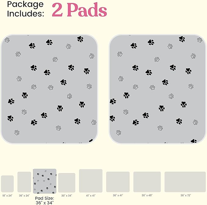 Super Absorbent Washable Pee Pads for Dogs - 2-Pack Superior Reusable Puppy Pads Pet Training Pads –100% Waterproof Dog Pee Pad Protects Against Urine Leakage Non-Slip Grip Prevents Slipping& Bunching