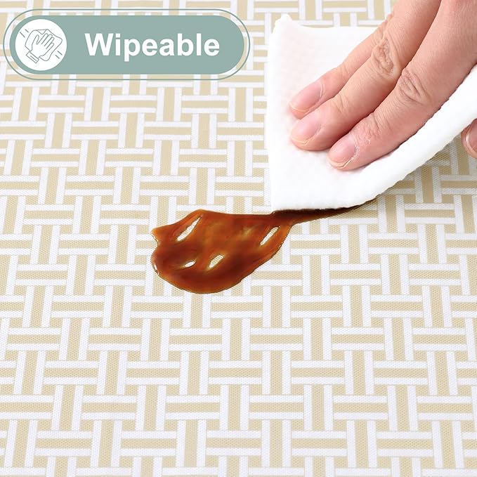 misaya Rectangle Waterproof Vinyl Table Cloth, Plastic Tablecloth with Flannel Backing, Wipeable Table Cover for Dinner, Picnic, Indoor and Outdoor (Weave Patternd, 60" x 84")