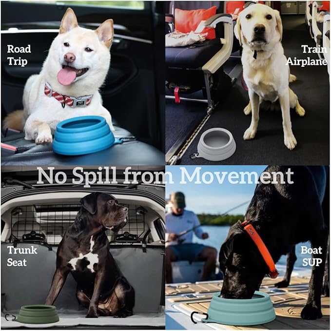 OHMO Spill Proof Collapsible Dog Water Bowl 24oz for Cars, No Splash Portable Bowls for Dog Travel, Pet Essentials for Road Trips, Cat Travel Accessories