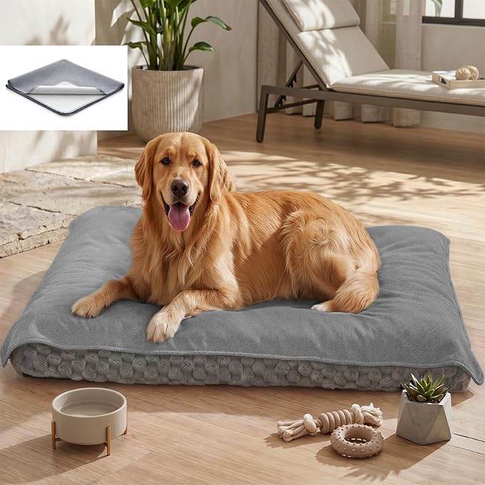 MontVoo Washable Dog Bed Cover, Absorbent Quick Dry Pet Bed Sheet, Easy Hair Removal Couch Covers for Dogs/Cats, 32x45 Inches, Waterproof PU Backing Dog Bed Mat for Car Seat, Crate, Cover Only, Grey