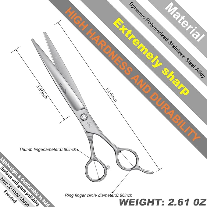 High-end Professional Dog Grooming Scissors Pet Grooming Shears 7.5 Inches Extremely Very Sharp Made Of Stainless Steel Alloy By Hand For Dog Cat Groomer