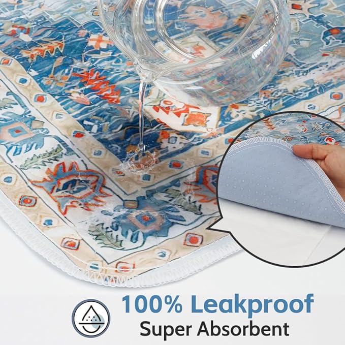 Washable Pee Pads for Dogs 2 Pack Reusable Puppy Training Pads 60"x48" Super Absorbent Waterproof Dog Training Pads, Non-Slip Potty Pads Whelping Pads Litter Mat Pet Supplies - Blue/Mix