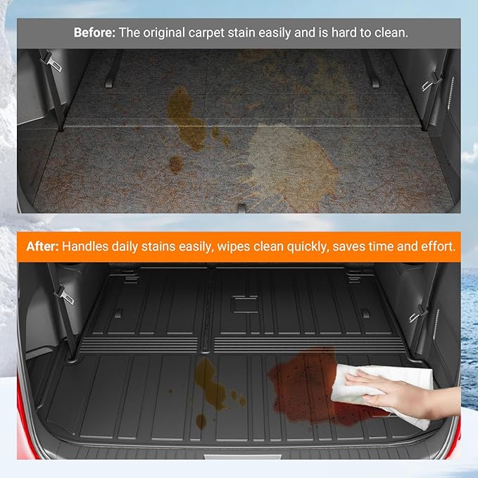 powoq Cargo Mat Compatible with 2014-2019 Toyota Highlander Trunk Mat Cargo Liner Back Seat Protector TPE Replacement for 2014-2019 Toyota Highlander Accessories (Trunk Mat with Backrest Mats)