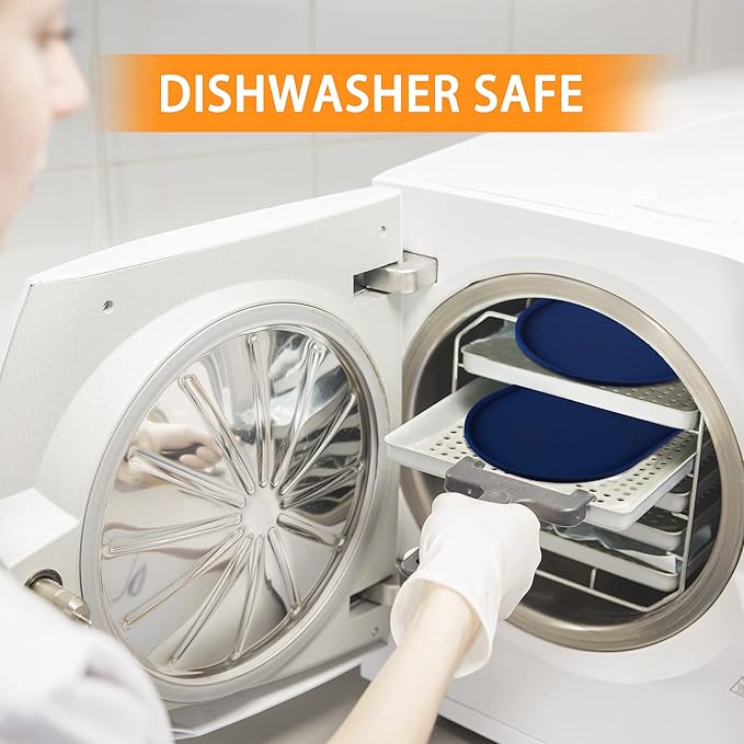 100% Waterproof 0.5" Raised Edge BPA Free Silicone Dog Food Mat, Pet Cat Feeding Mats Contain Spills Protects Floors, Placemats for Cats and Dogs Water Bowl Dishwasher. (Large/XL, Navy)