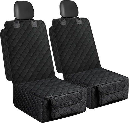 Dog Car Seat Cover, 2 Pack Waterproof Pet Front Seat Car Cover, Full Protection Dog Seat Protector with Side Flaps, Universal Size for Cars, Trucks, SUVs