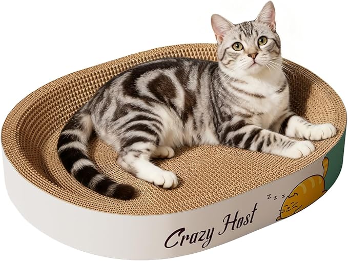 Extra Large Cat Scratcher Bed, 21.6" L x 15.7" W x 3.5" H Anti-Tip XL XXL Cat Scratch Cardboard, Scratching Board Pad for Indoor Cats Kitty Kittens, Scratch Lounge House Couch, Furniture Protector