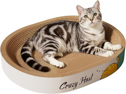 Extra Large Cat Scratcher Bed, 21.6" L x 15.7" W x 3.5" H Anti-Tip XL XXL Cat Scratch Cardboard, Scratching Board Pad for Indoor Cats Kitty Kittens, Scratch Lounge House Couch, Furniture Protector
