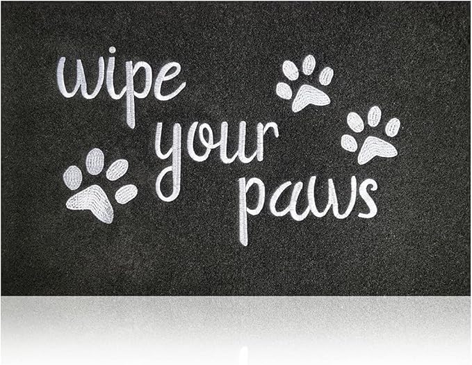 Welcome Mats for Front Door Wipe Your Paws Funny Doormat, Durable Natural Rubber Non Slip Back Mat Indoor Doormats Dog Doormats Mats for Entryway Porch Black Mat