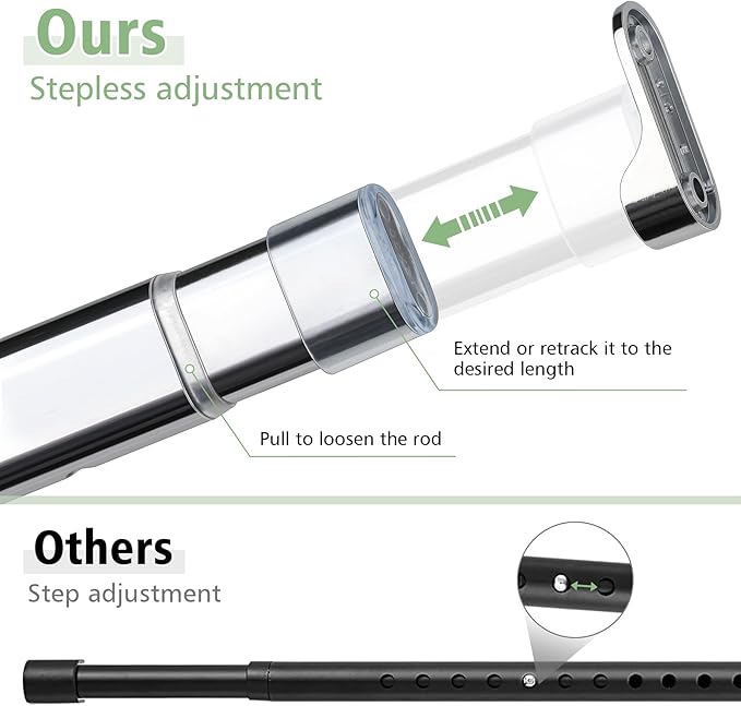Premium Oval Closet Rod with End Supports- Chrome, Adjustable, Heavy Duty, No-cut 31"-51"