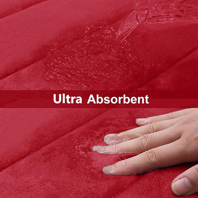 Buganda Memory Foam Bath Mat, 55" x 24", Ultra Soft and Non-Slip Bathroom Rugs, Water Absorbent and Machine Washable Bath Rug Runner for Bathroom, Shower, and Tub, Red