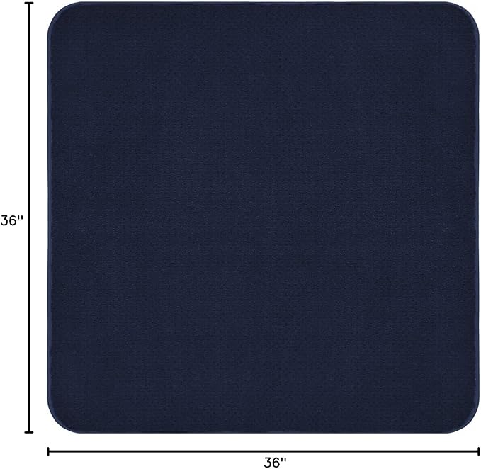 House, Home and More Skid-Resistant Carpet Indoor Area Rug Floor Mat - Navy Blue - 3 Ft X 3 Ft - Non Slip Rubber Backing, Stain Resistant, Dog Friendly, Living Room Bedroom Kitchen Entryway