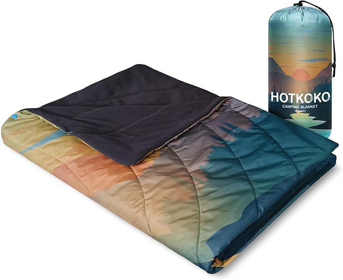 Hooded Stadium Blanket, Waterproof Fleece Wearable Camping Blanket