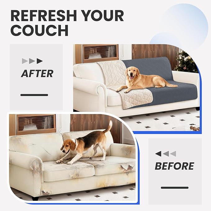 CYCMACO Waterproof Dog Bed Cover, Non-Slip Dog Blanket for Couch, Couch Covers for Dogs Washable, Pet Blanket for Furniture, Pet Bed Mat for Sofa, Car, Pet Supplies (68x82 Inch, Dark Grey)