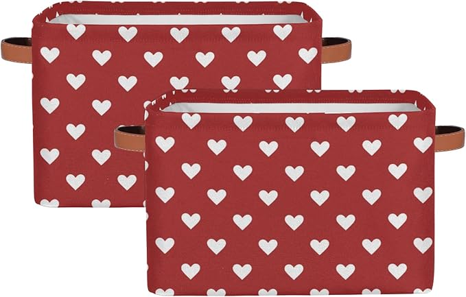 Valentines Day Cubes Storage Baskets,Love Heart Clothes Storage Box Bin,Open Shelves Basket Organizer Kid Boys Girls Toy Gifts Basket Empty for Bedroom Decorative