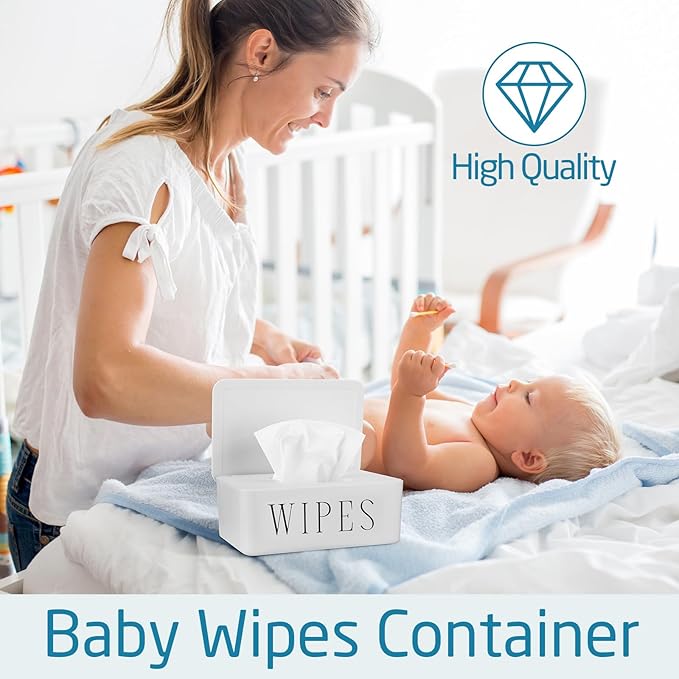 Singhoow 3 Pcs Large Baby Wipes Dispenser Refillable Wipe Holder with Lid Toilet Wipes Container for Bathroom Tissue Paper Storage Box for Home Office Cars (White,Small)
