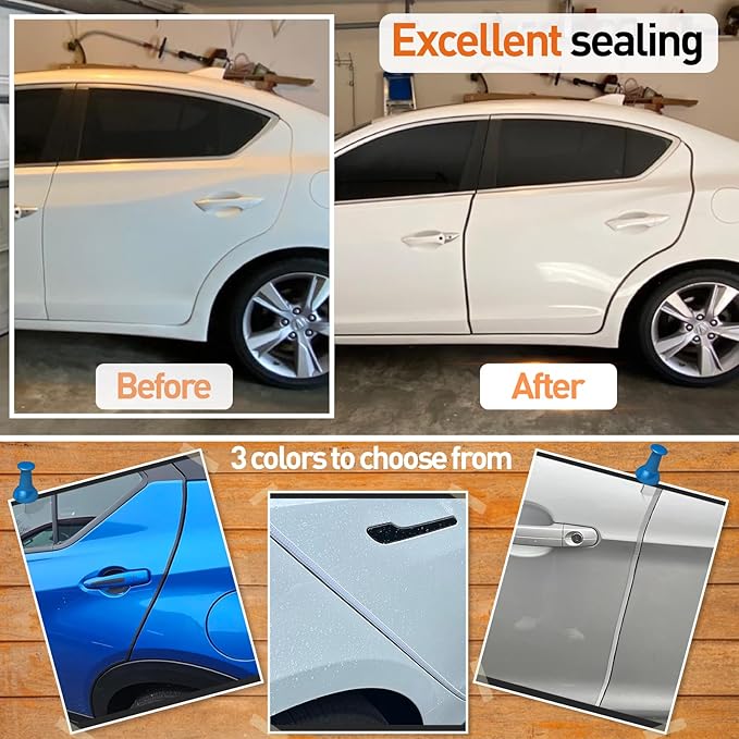 Car Door Edge Guards, 65.6Ft(20m) Car Door Protector Edge Guards Rubber Seal, Doors Edge Trim U Shape Edge Guards for Cars Trucks Suvs (Black)