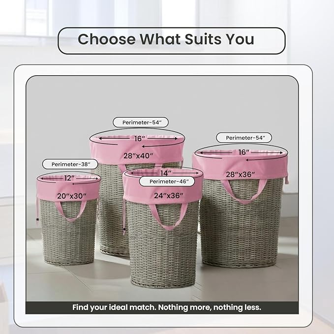 LFH Home Large Premium 1pack Cotton Canvas Laundry Bag with Drawstring and Handles Heavy Duty, Multi-Use, Washable for Home, Travel, College or Storage 28x36-Pink