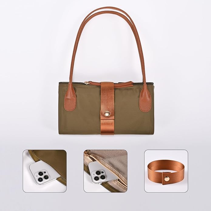 Nylon Tote Bag for Women, Large Foldable Weekend Hobo Purses for Women, Shoulder Tote Handbags with Zipper | Nylon, Large, Foldable, Weekend, Tote, with Zipper
