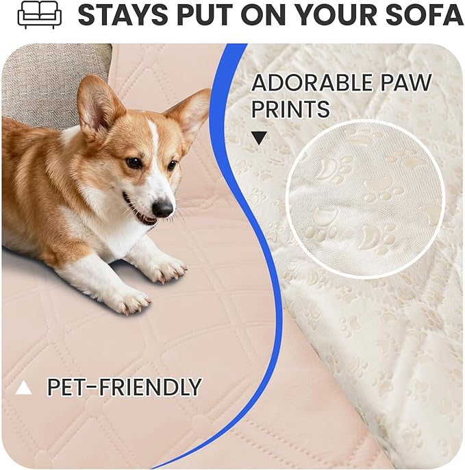 CYCMACO Waterproof Dog Bed Cover Pet Blanket, Soft Couch Cover for Dogs Washable, Non-Slip Dog Blanket Protect Furniture Couch Sofa Car for Puppy Large Dogs Cat (30x70 Inch, Beige)