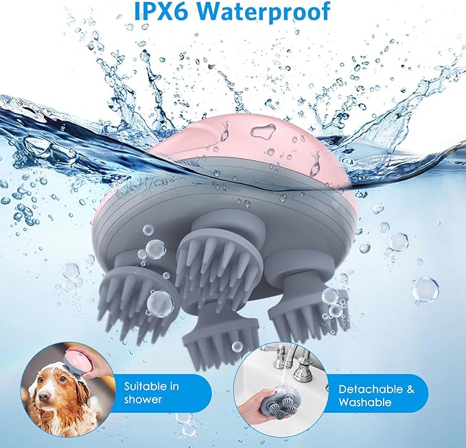 Upgraded Handheld Cat Massager Dog, Electric Pet Massager for Christmas Gifts, with 4 Massage Heads, Cat Head and Back Scratcher for Relieving Tight Stiffness Muscles, Promote Bonding (Pink)