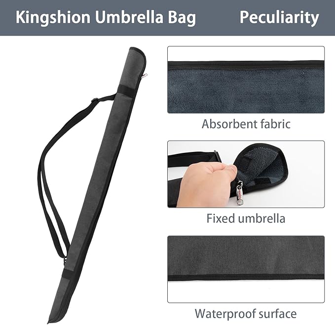 35" Umbrella Bag, Wet Umbrellas Bags with Shoulder Strap Waterproof Anti Dust Reversible Umbrella Cover Carry Case for Storage Travel Home Car - Dark Grey