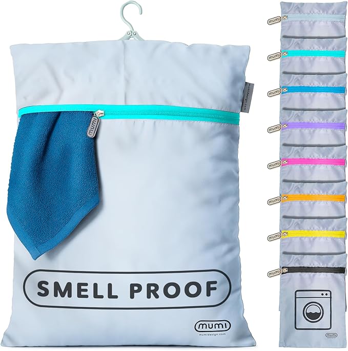 Mesh Laundry Bags for Delicates – MUMI Travel Laundry Bag with Hanger & Pouch | Large Lingerie Wash Bag for Washing Machine, Baby Clothes, Gym & Travel | Odor-Resistant Laundry Mesh Bag - Aqua