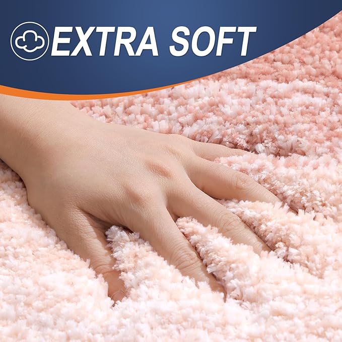 OLANLY Bathroom Rugs Mat 44x32, Extra Soft Absorbent Microfiber Bath Rugs, Rubber Backing, Quick Dry, Machine Washable Bath Mats for Bathroom Floor, Tub and Shower, Home Decor Accessories, Peach
