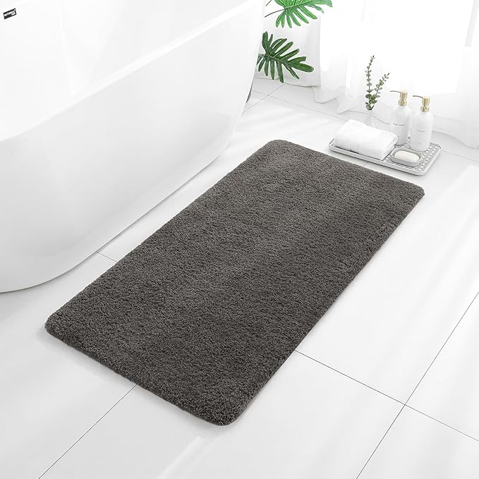 Taupe Bathroom Rugs 24"x48" – Long Plush Non-Slip Bath Mat, Absorbent & Washable Microfiber Runner Rug – Perfect for Tub, Sink, or Washroom