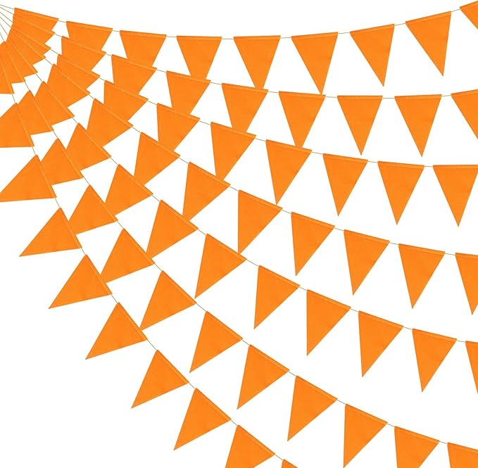 HESTYA 42 Pieces Thanksgiving Fall Party Decorations Orange Pennant Banner Flag Fabric Autumn Bunting Triangle Banner Garland for Fall Wedding Carnival Birthday Outdoor Events Party Supplies