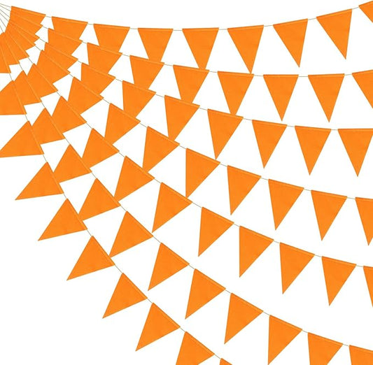HESTYA 42 Pieces Thanksgiving Fall Party Decorations Orange Pennant Banner Flag Fabric Autumn Bunting Triangle Banner Garland for Fall Wedding Carnival Birthday Outdoor Events Party Supplies