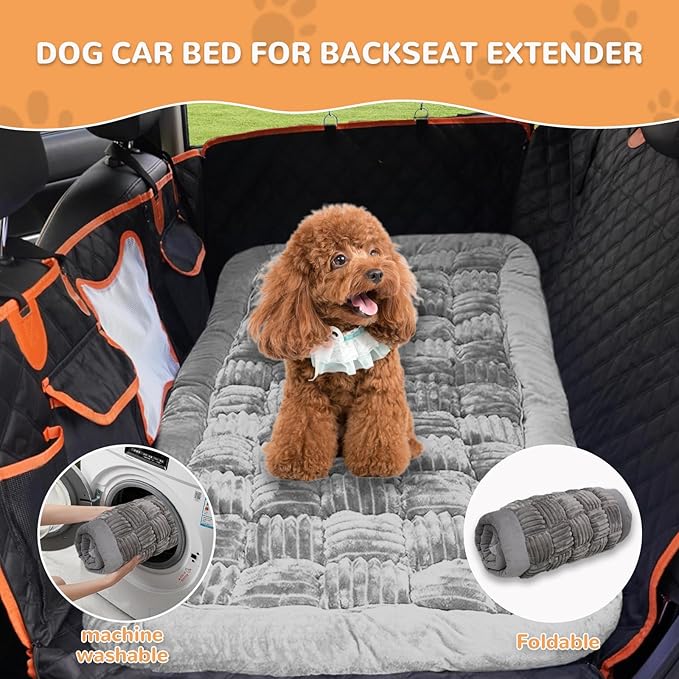 Backseat Pet Bed Mat, Fit for Backseat Extenders,Plaid Dog Bed for Car Back Seat,Non-Slip Travel Pet Pad for Car, SUV, Truck, Couch Cover, Washable Backseat Cushion(Gray,24.8" x 54")