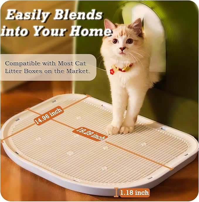 Cat Litter Mat Litter Trapping Mat,19.29"×14.96",Cat Litter Box Mat for Floor,Large Litter Matt for Cat Litter Box,Kitty Litter Mat Catcher,Waterproof Urine Proof,Washable,Easy Clean,Less Waste(Green)